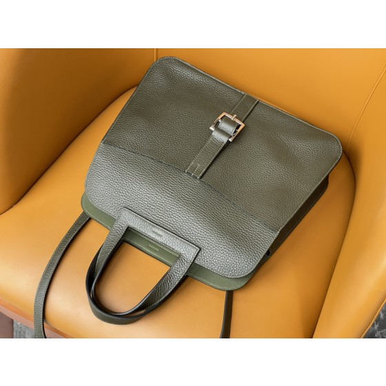 Halzan31 silver buckle jungle green TC leather